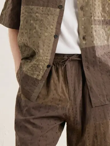 Kardo Milo Bandhani Straight-Leg Embroidered Cotton Drawstring Shorts - Men | Thumbnail 6