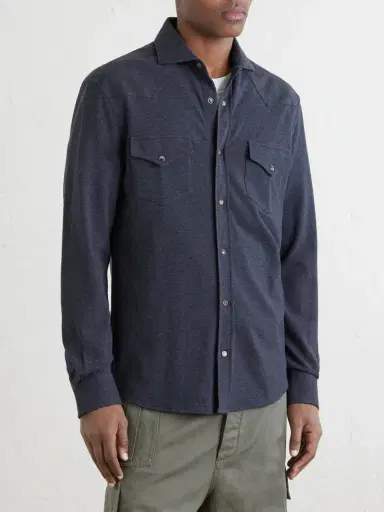 Brunello Cucinelli Honeycomb-Knit Cotton Shirt - Men | Thumbnail 3