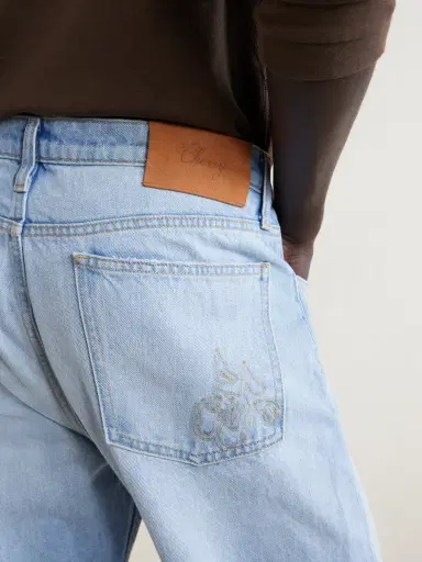 Cherry Los Angeles Straight-Leg Logo-Embroidered Distressed Jeans - Men | Thumbnail 5 Cherry Los Angeles Straight-Leg Logo-Embroidered Distressed Jeans - Men | Thumbnail 5