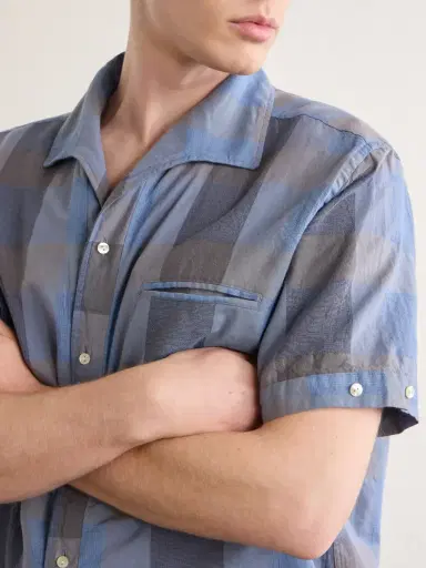 Beams Plus Italian Collar Checked Cotton Shirt - Men | Thumbnail 5 Beams Plus Italian Collar Checked Cotton Shirt - Men | Thumbnail 5