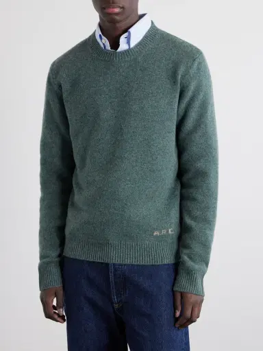 A.P.C. Edmond Logo-Intarsia Wool Sweater - Men | Thumbnail 3 A.P.C. Edmond Logo-Intarsia Wool Sweater - Men | Thumbnail 3