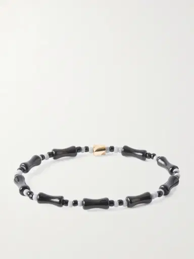 LUIS MORAIS 14-Karat Gold, Agate and Glass Beaded Bracelet - Men | Thumbnail 3