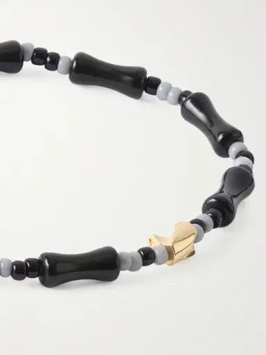 LUIS MORAIS 14-Karat Gold, Agate and Glass Beaded Bracelet - Men | Thumbnail 4