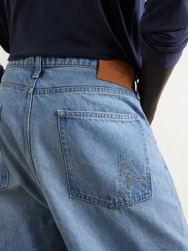 Cherry Los Angeles Wide-Leg Logo-Embroidered Distressed Jeans - Men | Thumbnail 5 Cherry Los Angeles Wide-Leg Logo-Embroidered Distressed Jeans - Men | Thumbnail 5