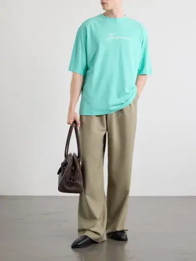 Jacquemus Logo-Print Cotton and Hemp-Blend T-Shirt - Men | Thumbnail 2