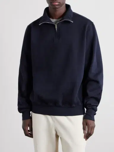 Les Tien Yacht Heavyweight Cotton-Jersey Half-Zip Sweatshirt - Men | Thumbnail 3
