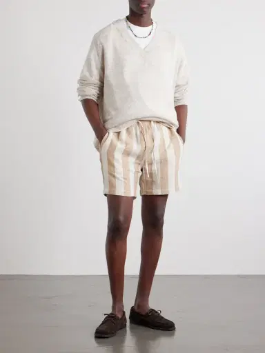 Kardo Olbia Straight-Leg Striped Cotton Drawstring Shorts - Men | Thumbnail 2 Kardo Olbia Straight-Leg Striped Cotton Drawstring Shorts - Men | Thumbnail 2