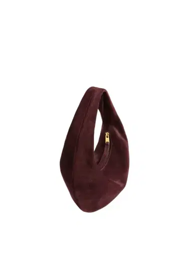 Khaite Mini Olivia Hobo In Rouge Noir Suede | Thumbnail 1 Khaite Mini Olivia Hobo In Rouge Noir Suede | Thumbnail 1