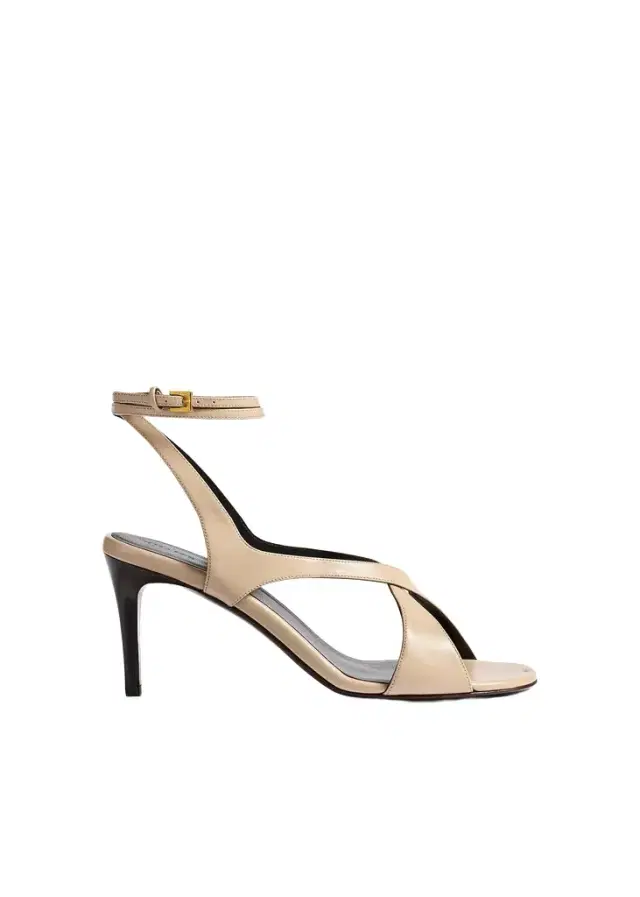Liria Ankle Strap Sandal In Nude Glazed Leather Liria Ankle Strap Sandal In Nude Glazed Leather