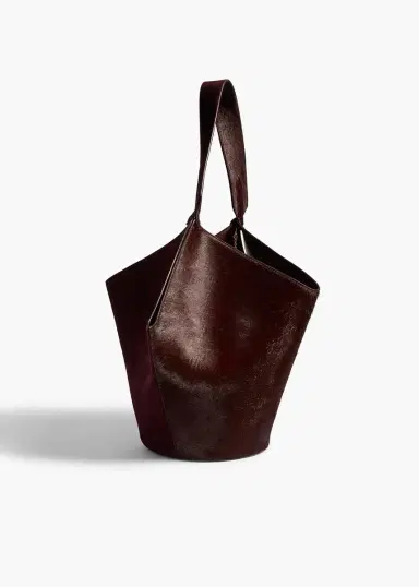 Khaite Small Lotus Tote In Rouge Noir Suede And Haircalf | Thumbnail 2