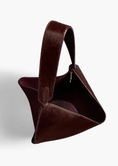 Khaite Small Lotus Tote In Rouge Noir Suede And Haircalf | Thumbnail 3