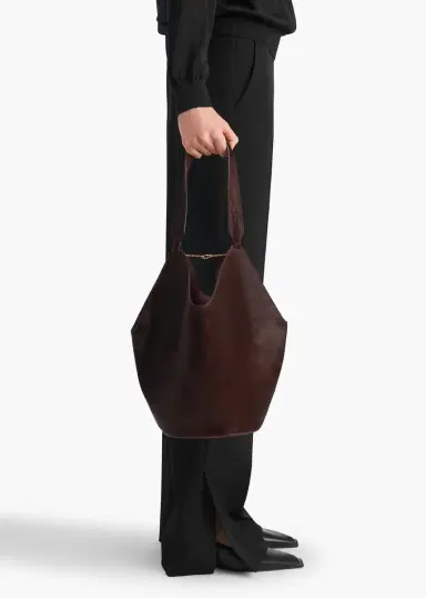 Khaite Small Lotus Tote In Rouge Noir Suede And Haircalf | Thumbnail 5