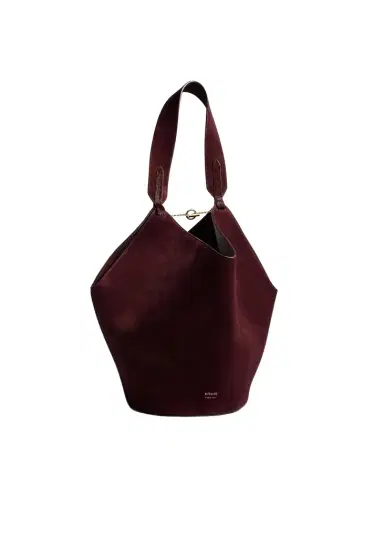 Khaite Small Lotus Tote In Rouge Noir Suede And Haircalf | Thumbnail 1