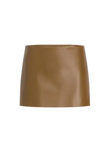 Khaite Jett Skirt In Dark Olive Leather | Thumbnail 1