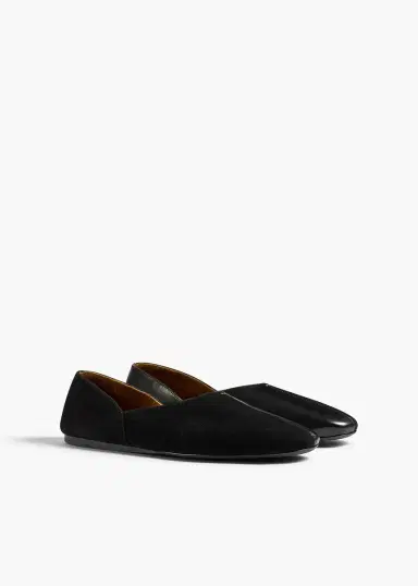 Khaite Jane Flat In Black Sude And Glazed Leather | Thumbnail 2