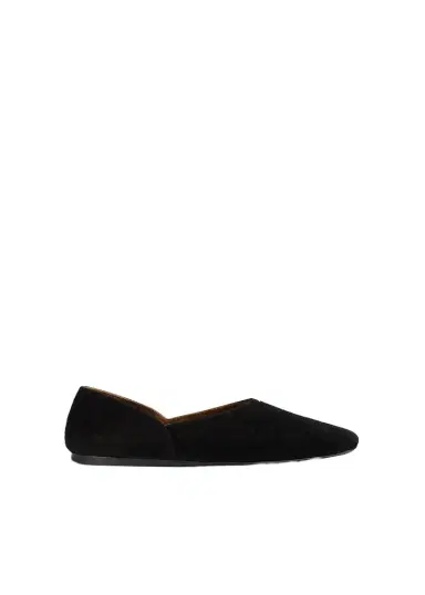 Khaite Jane Flat In Black Sude And Glazed Leather | Thumbnail 1