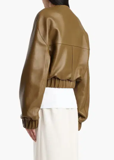 Khaite Cordan Jacket In Dark Olive Leather | Thumbnail 4 Khaite Cordan Jacket In Dark Olive Leather | Thumbnail 4