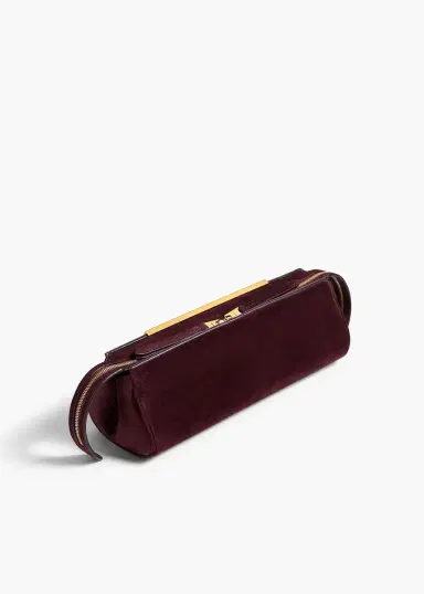 Khaite Donna Evening Clutch In Rouge Noir Suede | Thumbnail 2