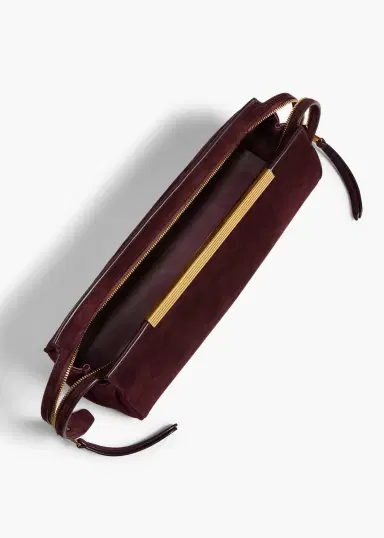Khaite Donna Evening Clutch In Rouge Noir Suede | Thumbnail 3