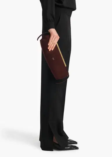 Khaite Donna Evening Clutch In Rouge Noir Suede | Thumbnail 5