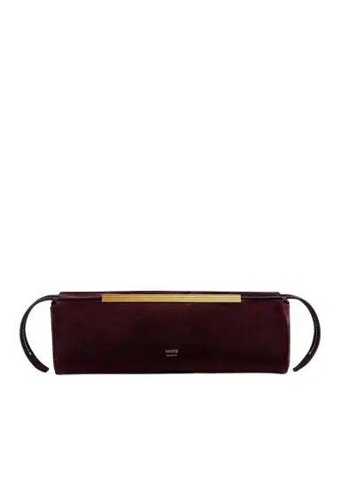 Khaite Donna Evening Clutch In Rouge Noir Suede | Thumbnail 1