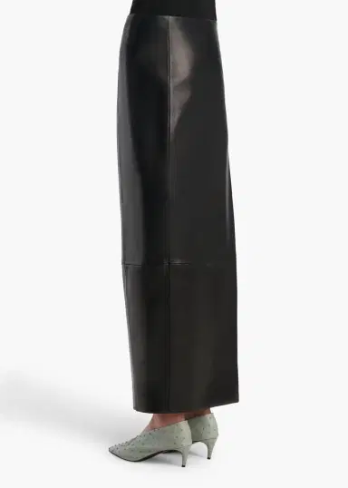 Khaite Lyle Skirt In Black Leather | Thumbnail 4