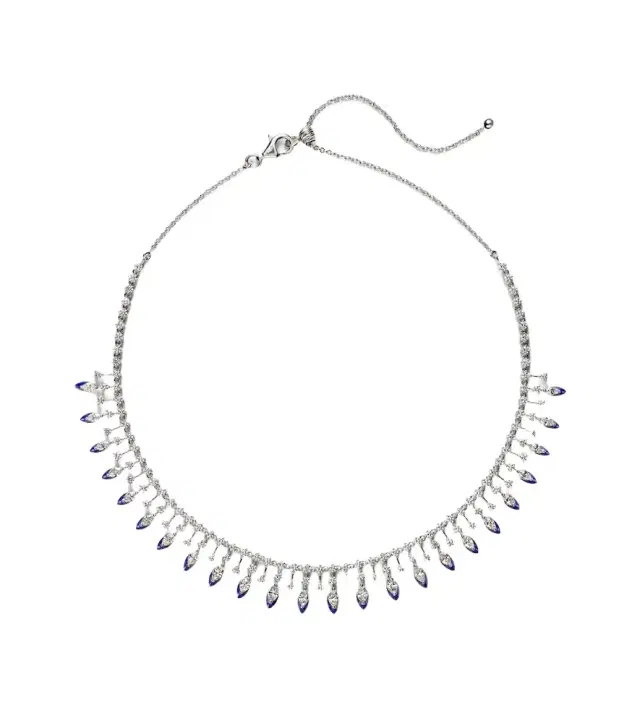 Kamyen 18kt white gold and enamel choker with diamonds