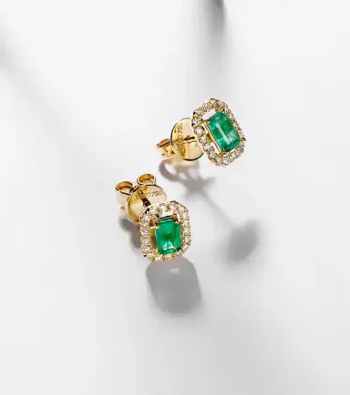 Shay Jewelry 18kt gold earrings with emeralds and diamonds | Thumbnail 3
