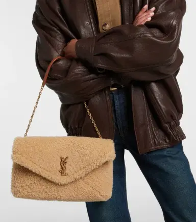 Saint Laurent Cassandre Envelope shearling shoulder bag | Thumbnail 6 Saint Laurent Cassandre Envelope shearling shoulder bag | Thumbnail 6