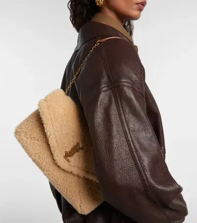 Saint Laurent Cassandre Envelope shearling shoulder bag | Thumbnail 7 Saint Laurent Cassandre Envelope shearling shoulder bag | Thumbnail 7