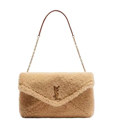 Saint Laurent Cassandre Envelope shearling shoulder bag | Thumbnail 1 Saint Laurent Cassandre Envelope shearling shoulder bag | Thumbnail 1