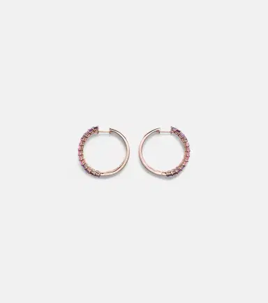 SHAY JEWELRY 18kt rose gold hoop earrings with sapphires and amethysts | Thumbnail 2