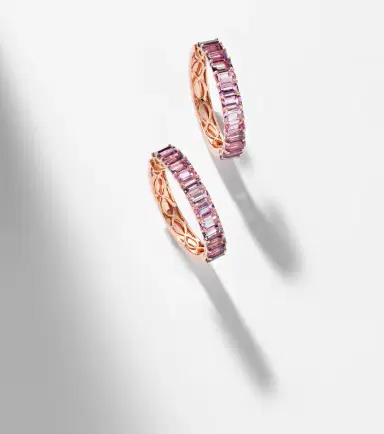 SHAY JEWELRY 18kt rose gold hoop earrings with sapphires and amethysts | Thumbnail 3