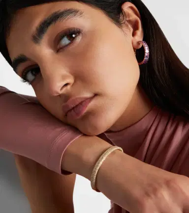 SHAY JEWELRY 18kt rose gold hoop earrings with sapphires and amethysts | Thumbnail 4