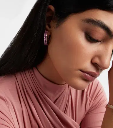 SHAY JEWELRY 18kt rose gold hoop earrings with sapphires and amethysts | Thumbnail 5