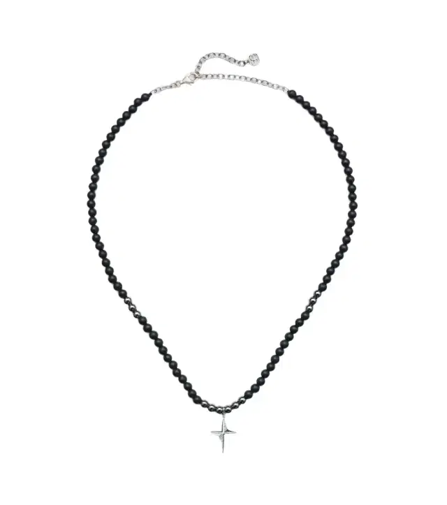 Sydney Evan Star 14kt white gold beaded necklace with diamonds