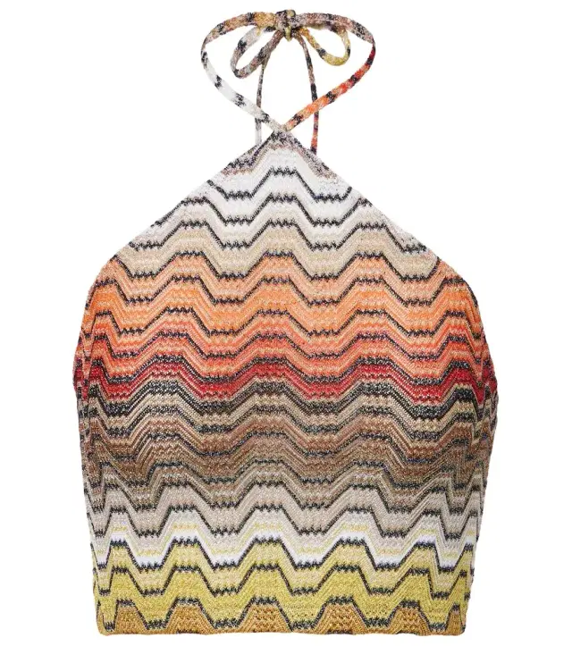 Missoni Wave halterneck lamé top