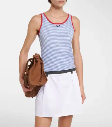 Prada Striped cotton jersey tank top | Thumbnail 2