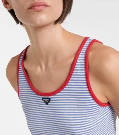 Prada Striped cotton jersey tank top | Thumbnail 3