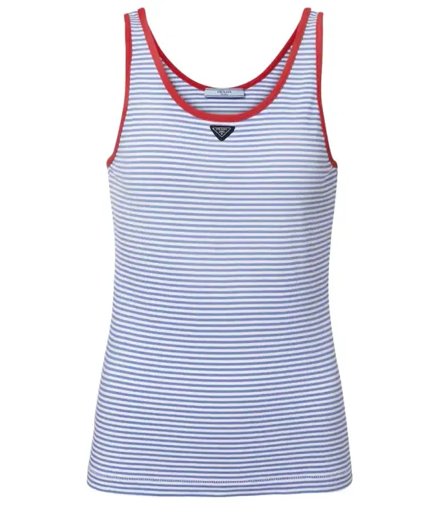 Striped cotton jersey tank top