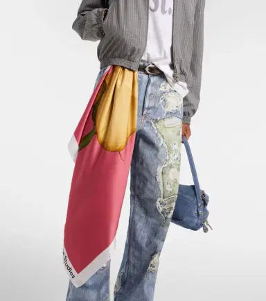 Acne Studios Floral silk satin scarf | Thumbnail 4 Acne Studios Floral silk satin scarf | Thumbnail 4