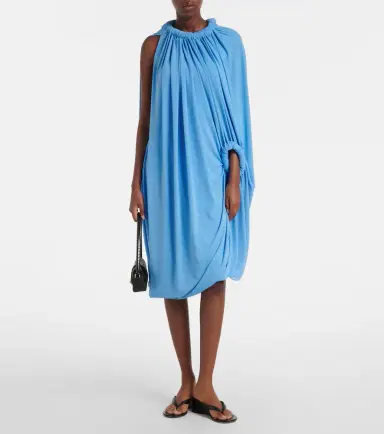 Coperni Caped draped smocked midi dress | Thumbnail 4