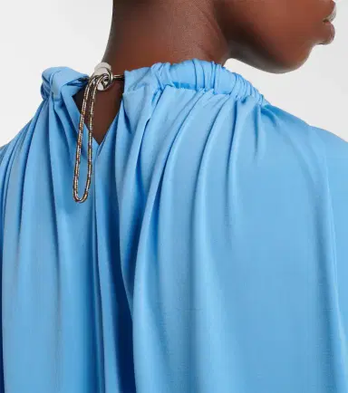 Coperni Caped draped smocked midi dress | Thumbnail 6