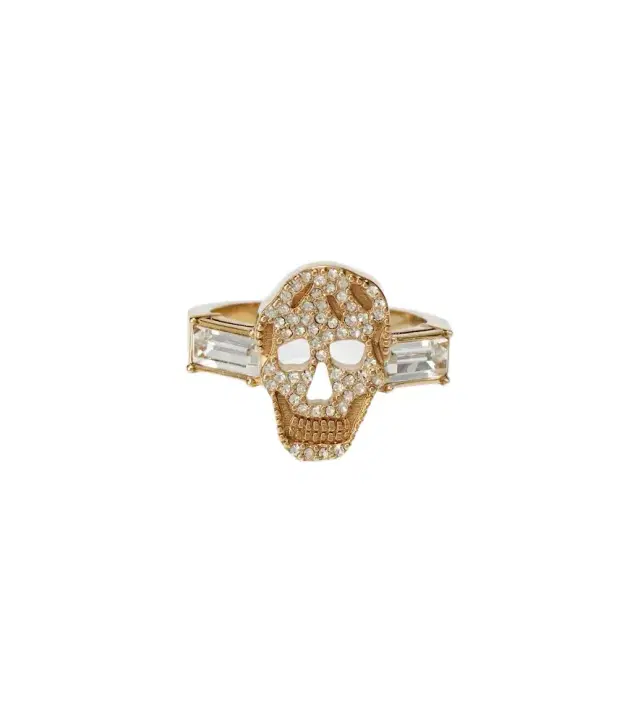 McQueen Skull crystal-embellished ring