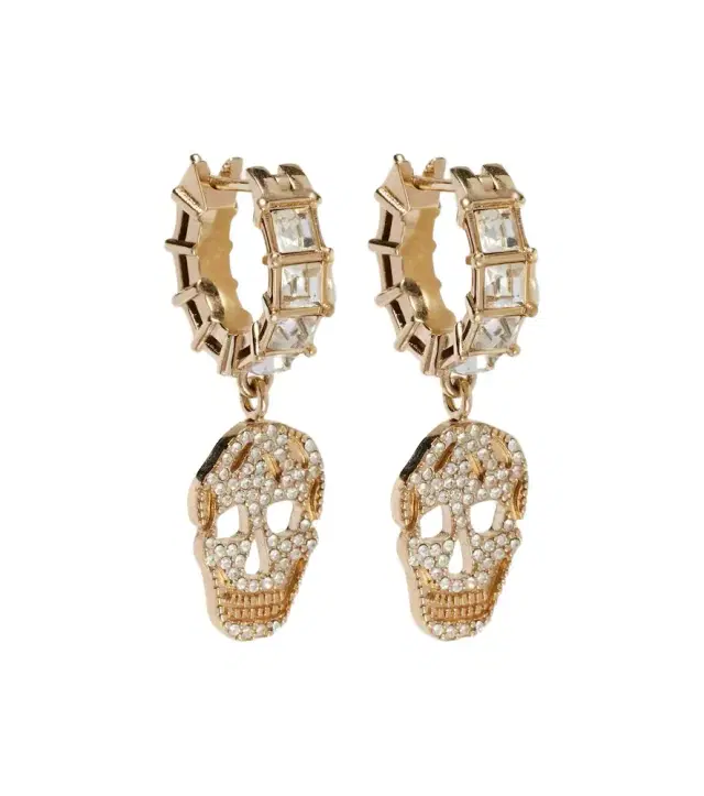 McQueen Skull crystal-embellished drop earrings