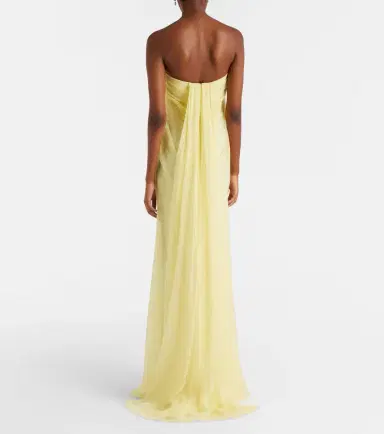 McQueen Draped silk chiffon bustier gown | Thumbnail 4