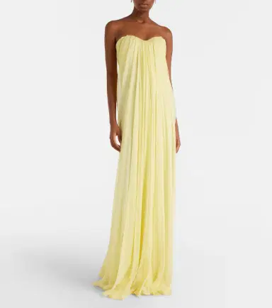 McQueen Draped silk chiffon bustier gown | Thumbnail 6
