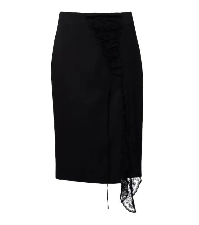 Lace-trimmed pencil skirt