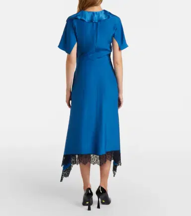 Stella McCartney Gathered lace-trimmed silk midi dress | Thumbnail 4