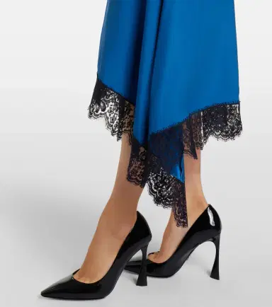 Stella McCartney Gathered lace-trimmed silk midi dress | Thumbnail 5